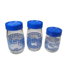 Set of 3 Vintage Carlton 1982 Glass Geese Duck Canisters 1.5L, 1.5L, & 1L